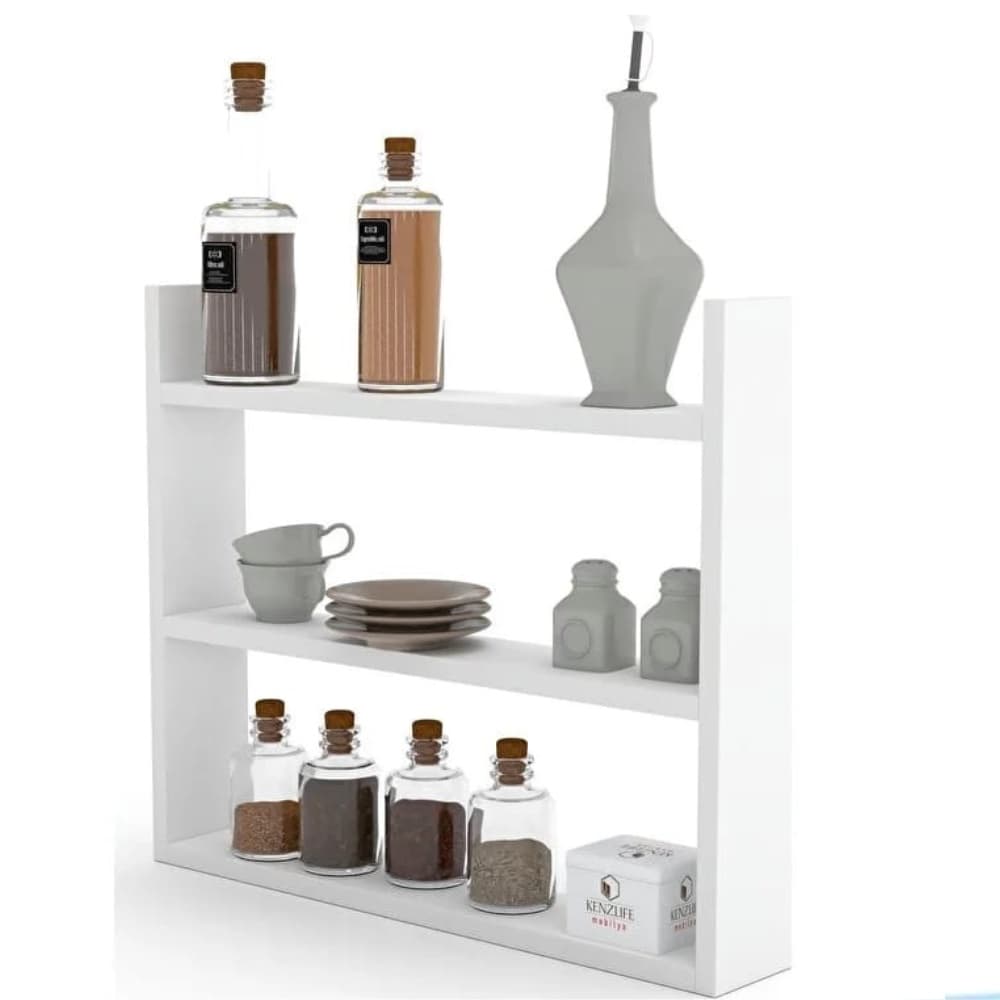 ORGANIZADOR DE TEMPERO E POTES DE PAREDE BRANCO EM MDF 50CM