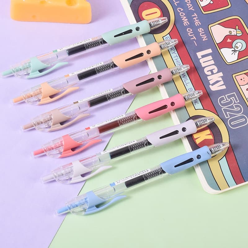 6 Cores Retro Cor Gel Caneta Imprensa 0.5mm Colorido Fabricante Para Desenho Escrita Esferográfica Conjunto
