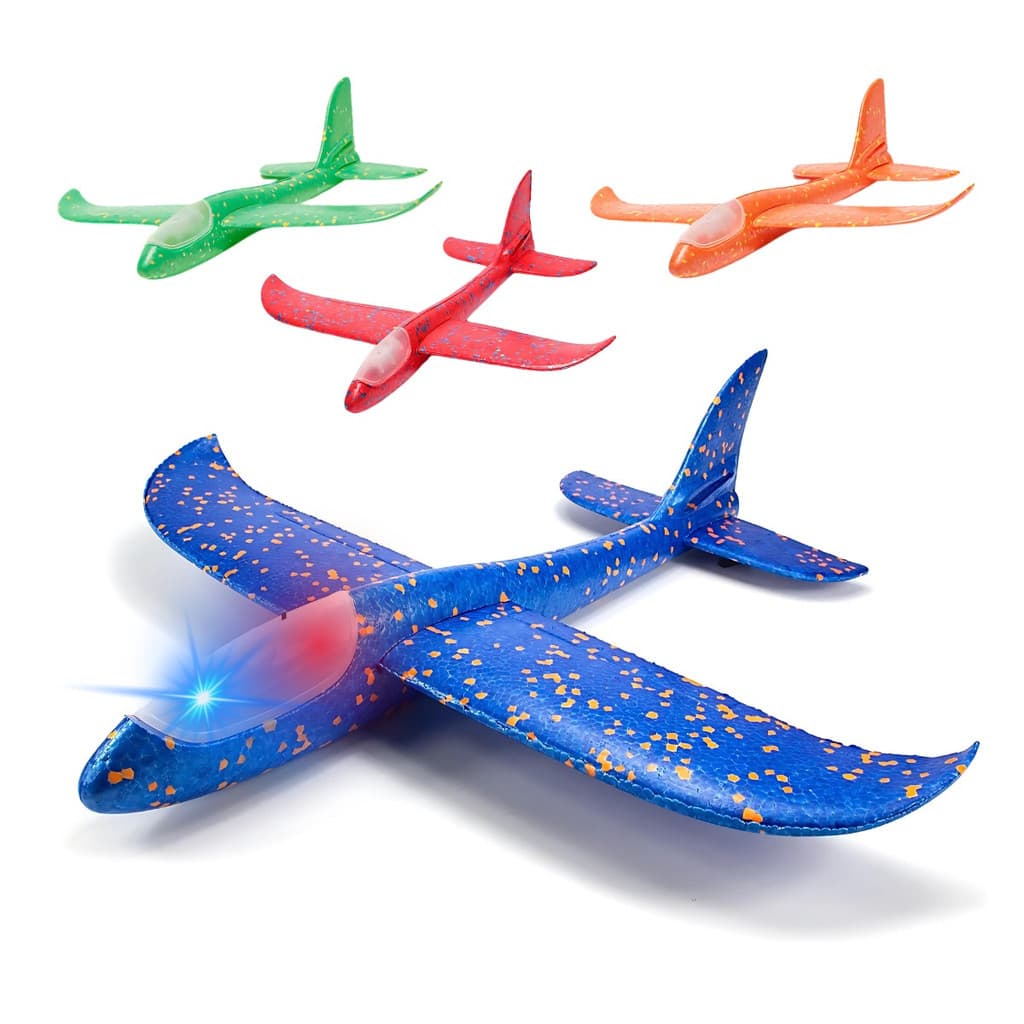Avião De Isopor Planador Manual Voa Com Luz