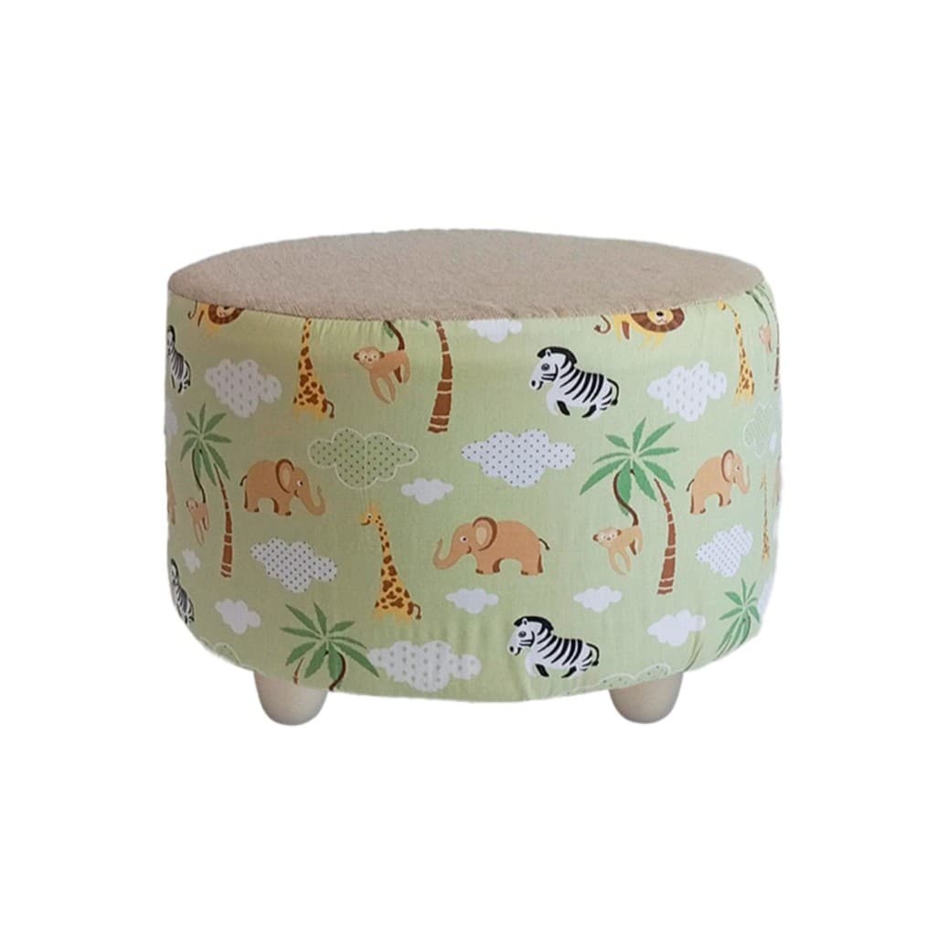 Puff Infantil Redondo Safari Verde TDecor Banqueta Decorativa para Quarto