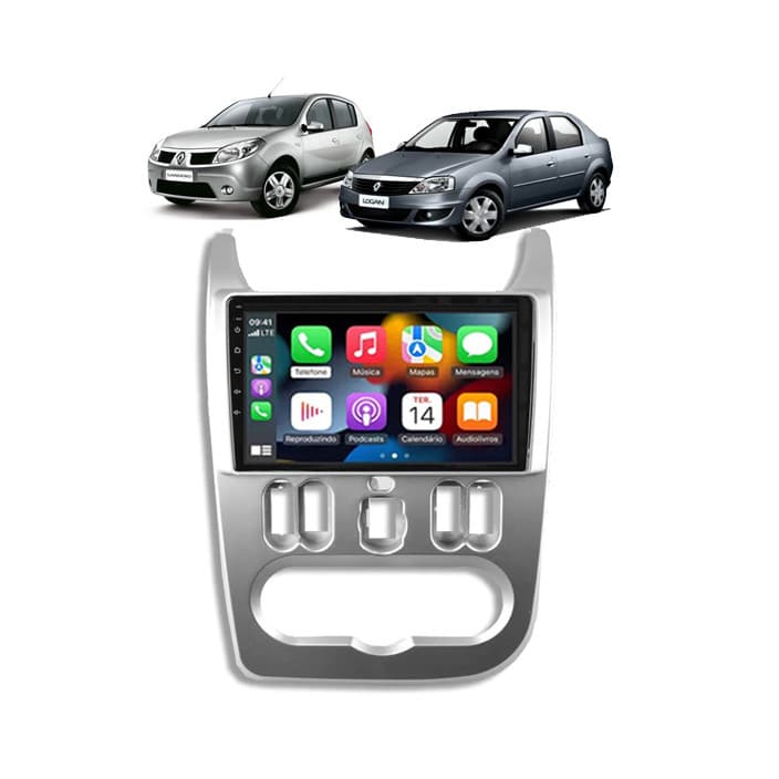 Kit Multimidia Sandero 2007 / 2010 Logan 2010 / 2011 9 Pol Carplay AndroidAuto - Roadstar 7009BR