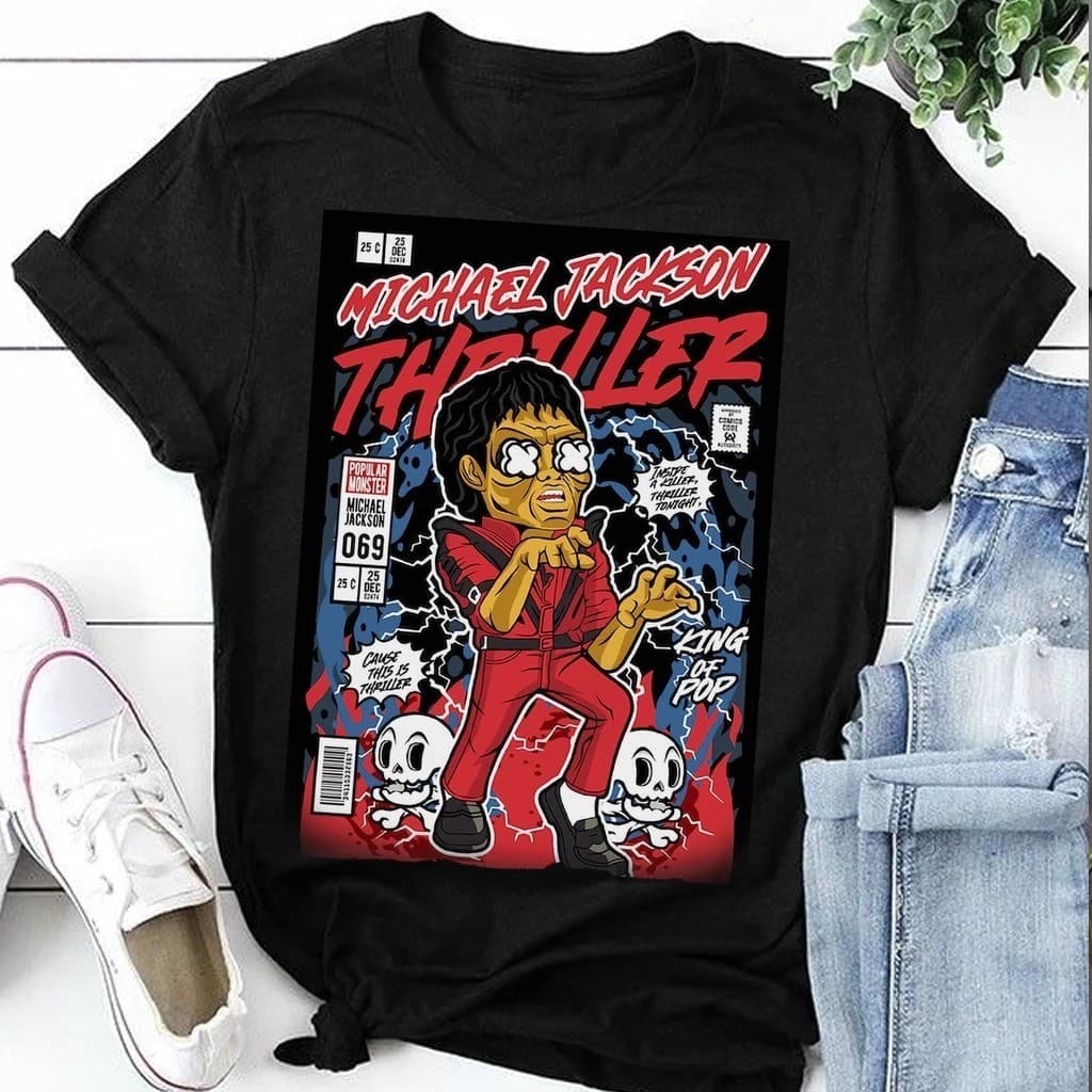 Camiseta Michael Jackson king of pop Camisa personalizada estampada básica algodão vintage ref 01 top