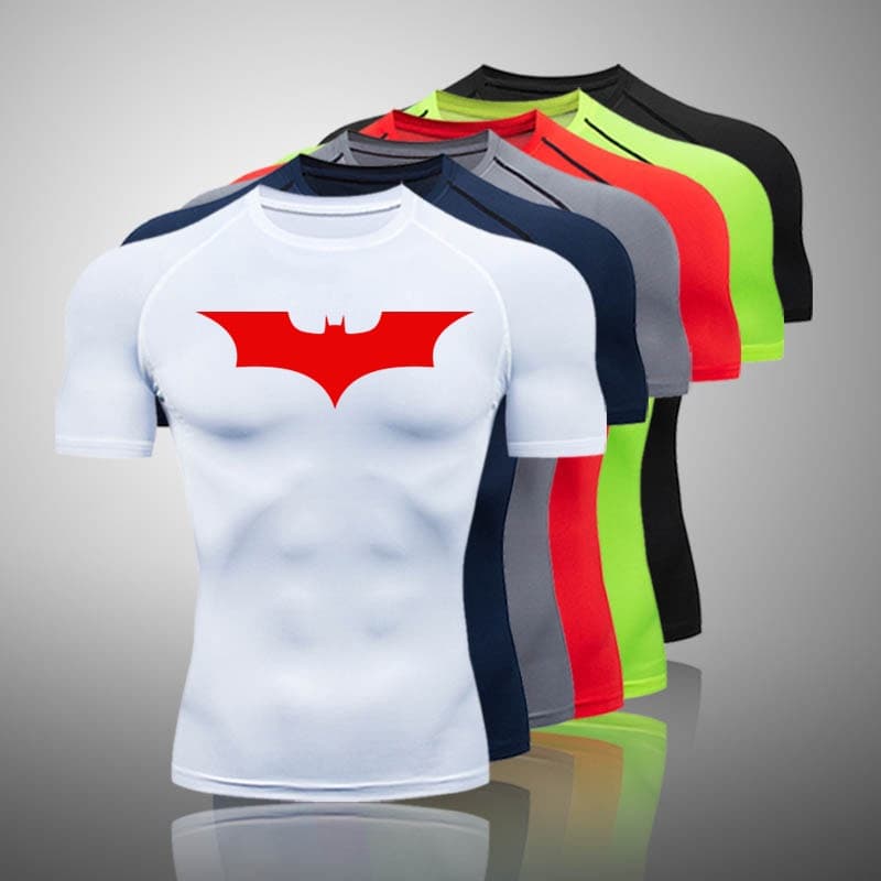 Batman Masculino Treino Topos Crewneck Camisas Correndo Manga Curta T Camisa Verão Secagem Rápida Praia Collants Topo Ro
