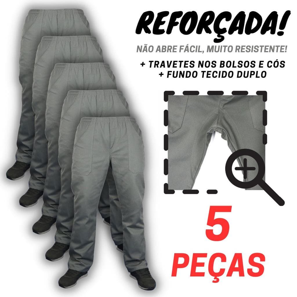 KIT - 5 - CALÇA SR - Reforçada Brim pesado uniforme profissional construção civil trabalho pesado