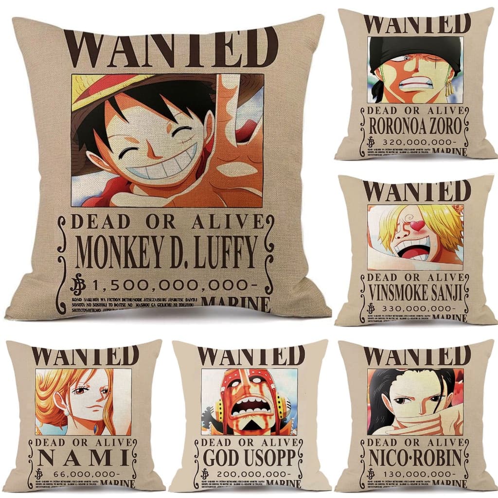 [Impressão em ambos os lados] Almofada decorativa Luffy Nami One Piece, almofada decorativa Zoro em algodão e linho, cap