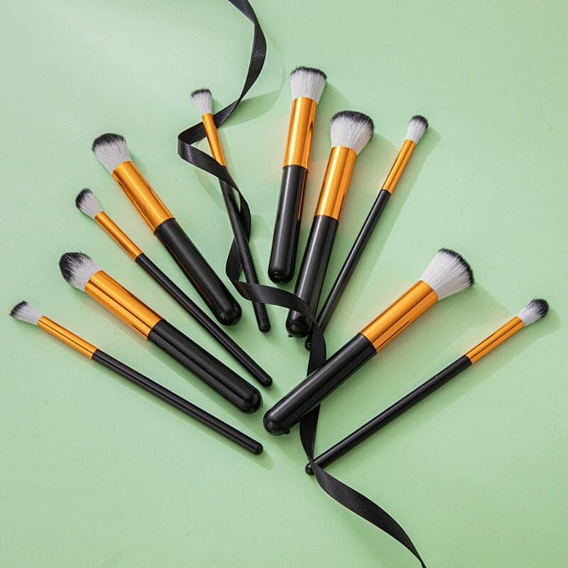 kit 10 peças pincel kabuki precisão Conjunto de Maquiagem para Sombra Delineador Lábios Pó Base