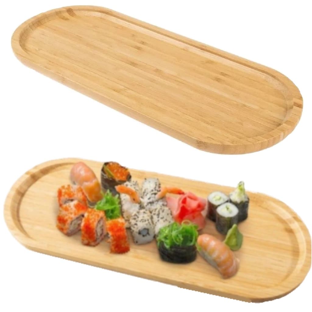Tábua Petisqueira Bandeja Oval De Bambu Para Servir 32cm