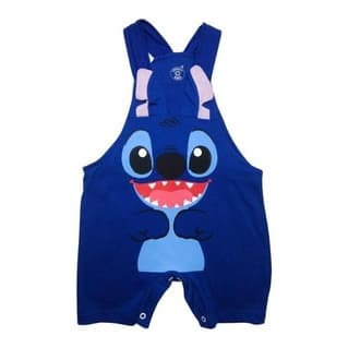 Jardineira Romper Tematico Personagens Stitch Mike Dinossauto Sullivan