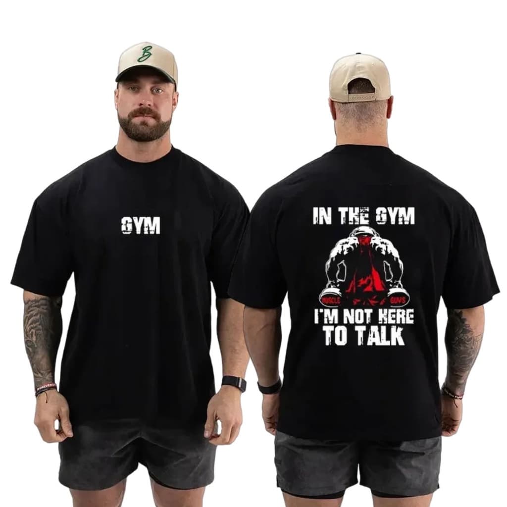 Camiseta Academia Larga Musculação Bodybuilder Oversized Treino Premium In The Gym Anime Scape