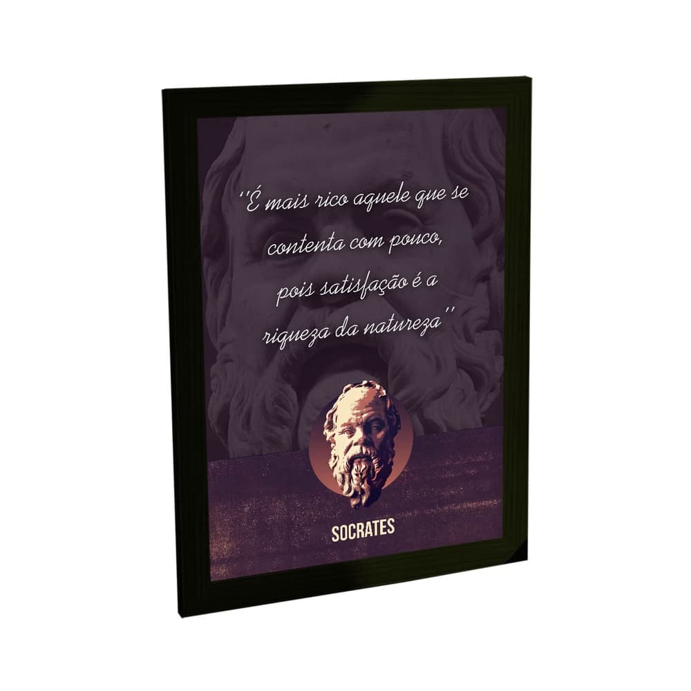 Quadro Decorativo Frases Sócrates Filosofia Satisfação