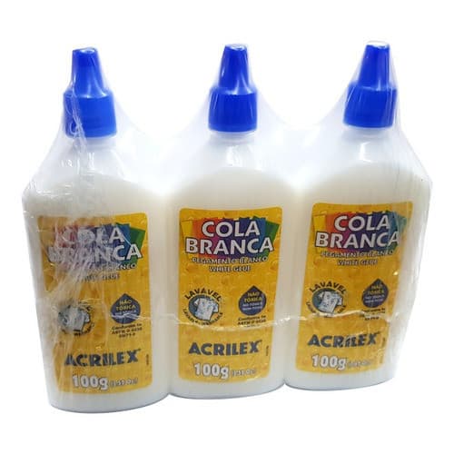 Cola Branca Líquida 100g Acrilex Pt C/ 3 Un