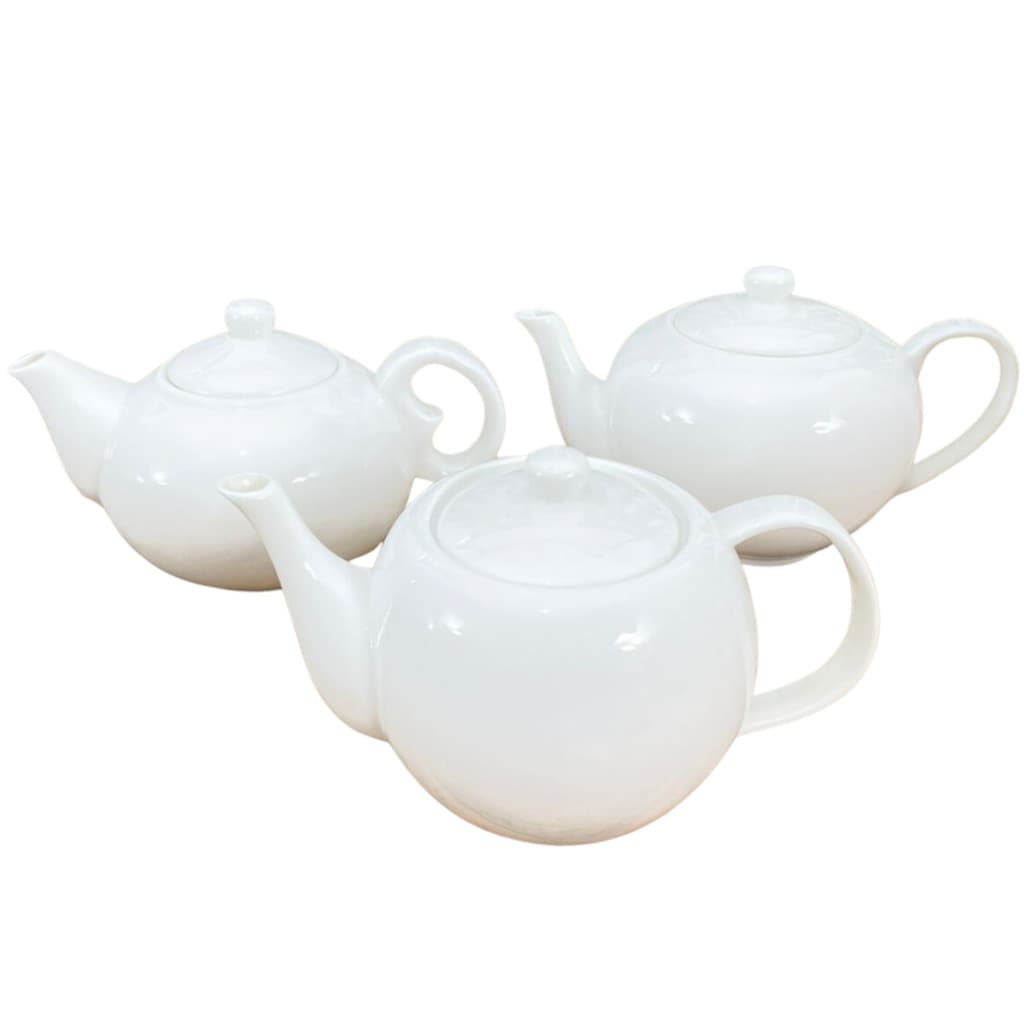 Kit 3 Bule Chaleira Café, Chá, Leite 680ml - Porcelana Importada