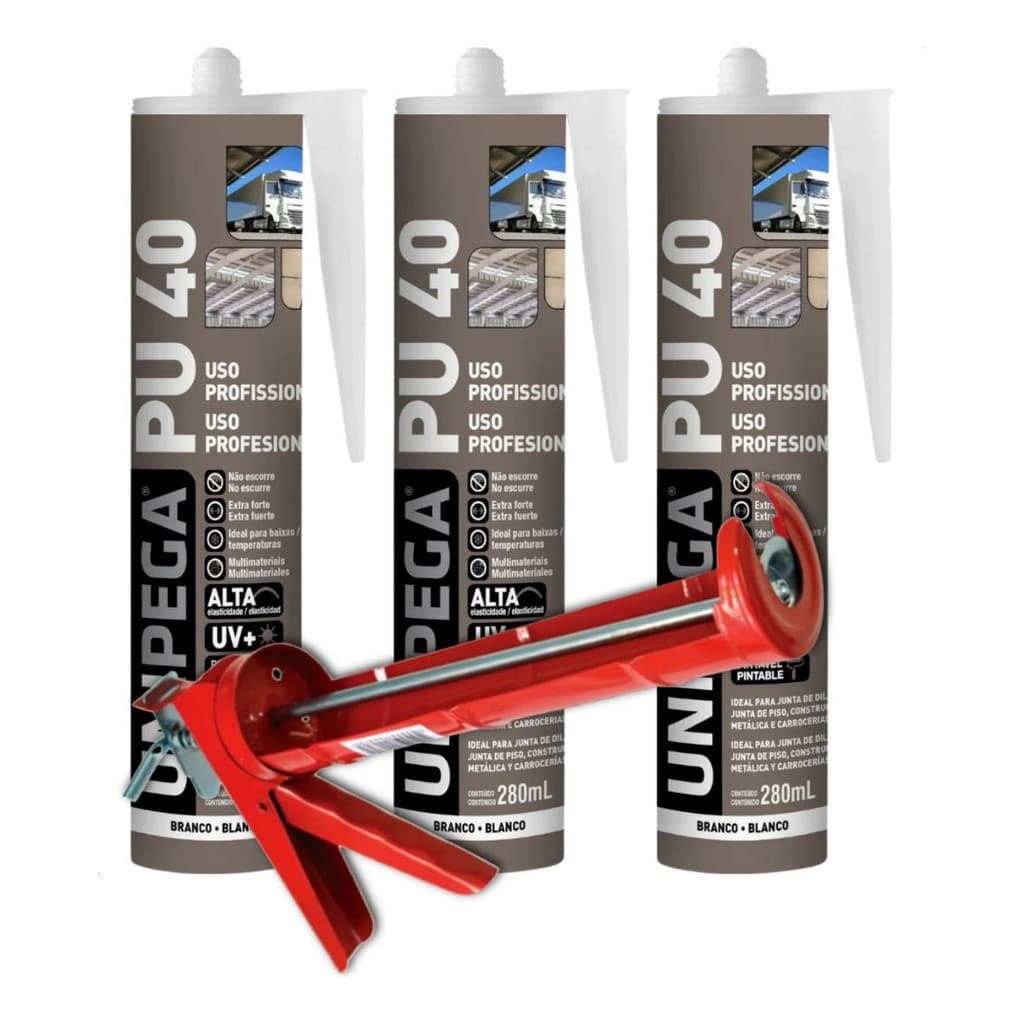Kit 3 Adesivo Pu40 Selante Cola Parabrisa + Aplicador