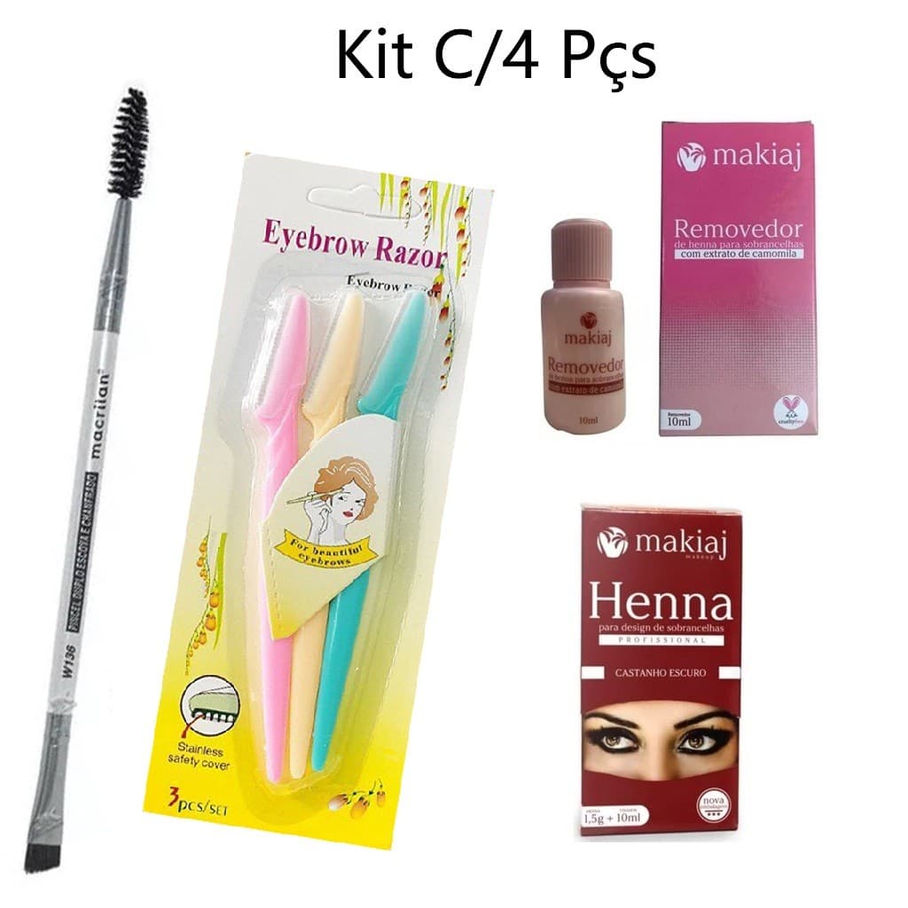 Kit C/ 4 Combinação Henna Para Design De Sobrancelhas