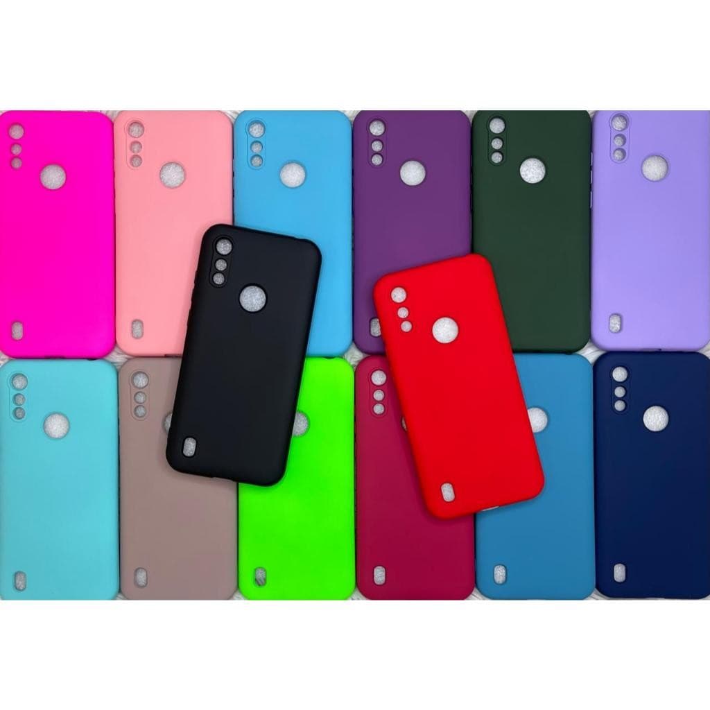 Kit - Capa Capinha Case + Película - Moto Motorola E6S / E6I Silicone Aveludado Proteção de Câmera