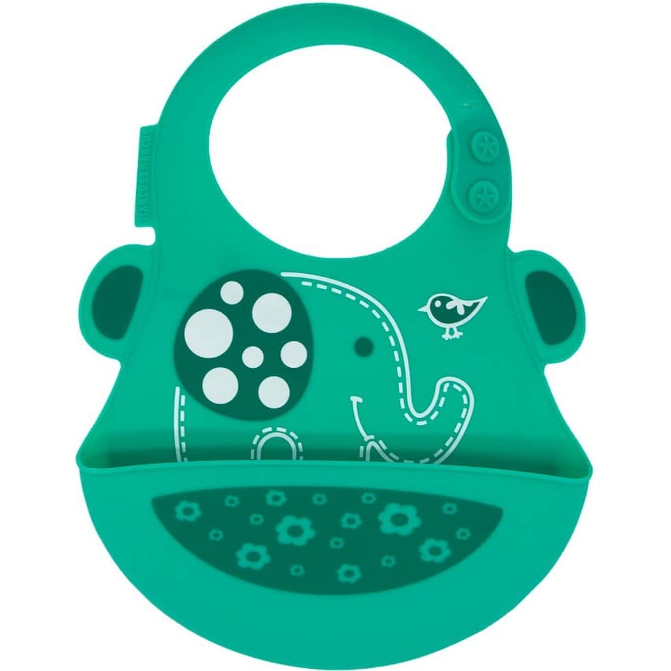 Babador em Silicone Elefante Verde - Marcus & Marcus