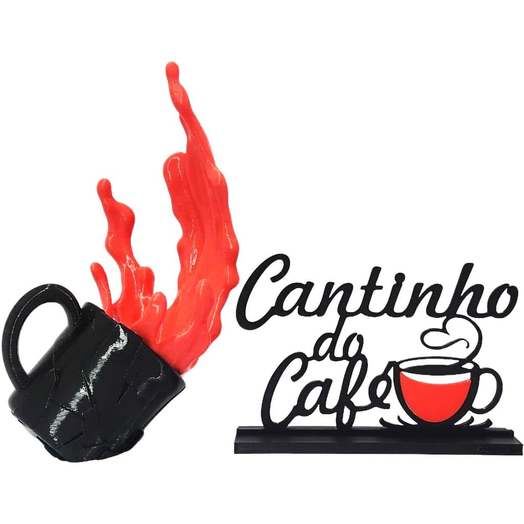 Cantinho Do Café Xícara Derramando Café Flutuante Preto Vermelho