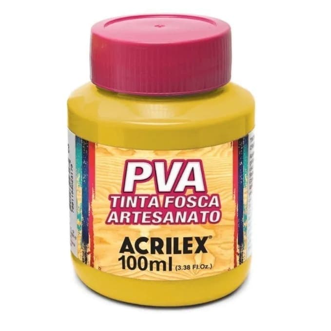 TINTA PVA FOSCA PINTURA EM PINCEL ROLINHO ESPONJA COR AMARELO OURO ACRILEX