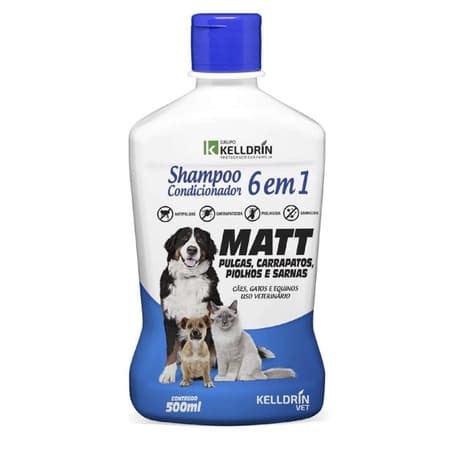 Shampoo e Condicionador 6×1 Kelldrin Matt Antipulgas Carrapatos e Sarna 500 ml, Pet, Gatos, Cachorro, Gato, Pet shop