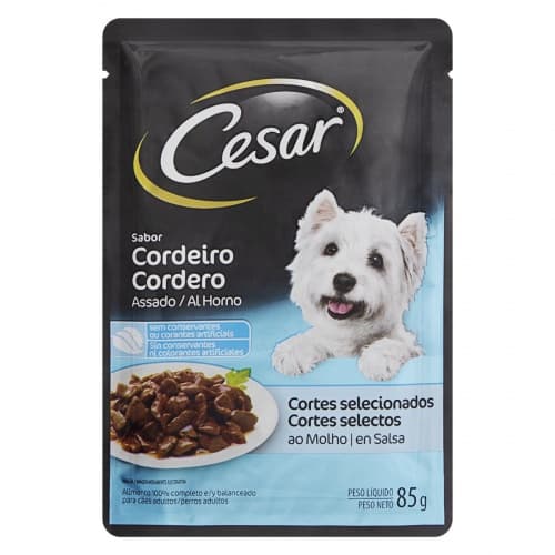 Ração Úmida Cesar Sachê para Cães sabor Cordeiro Assado 85g