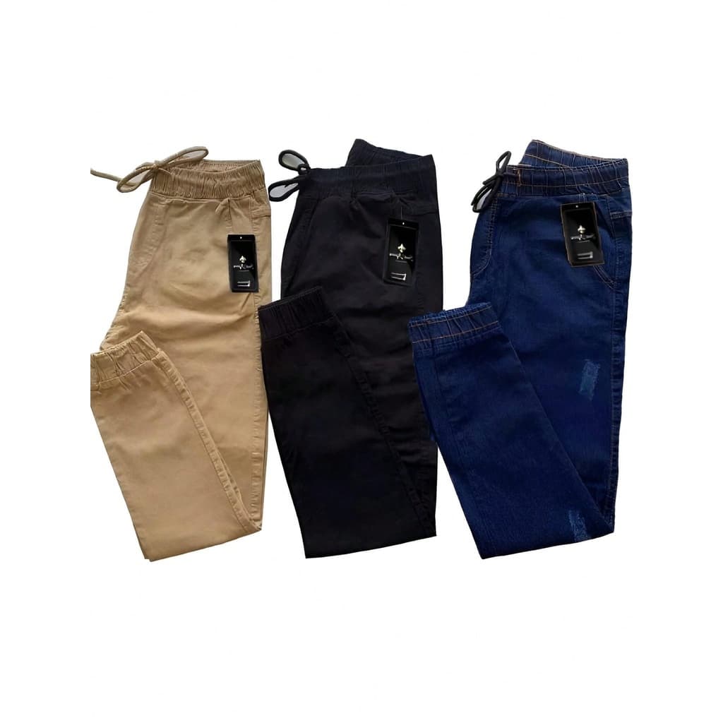 Tang Calça Jogger Masculina De Sarja Jeans  Camuflada Com Punho Cordão De Regulagem