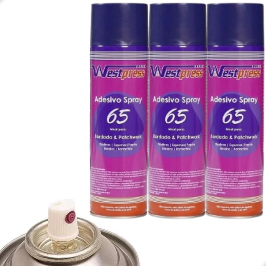 Kit 3 Colas Adesivo Spray 65 Temporaria Bordado Patchwork