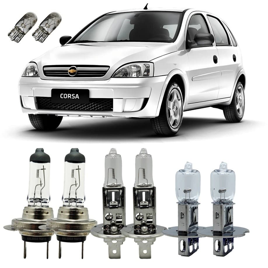 Kit Lâmpadas Originais GM Corsa Alto Baixo Milha 3200K + T10 - Lâmpadas