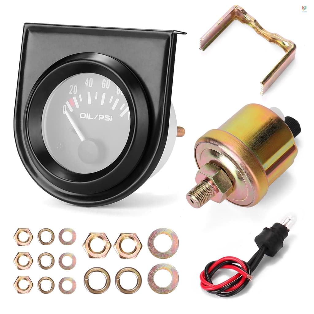 toelbr Medidor De Pressão De Óleo Automotivo De 52mm Instrumento 0 ~ 100PSI Com Sensores 12.0V Instrum Geral