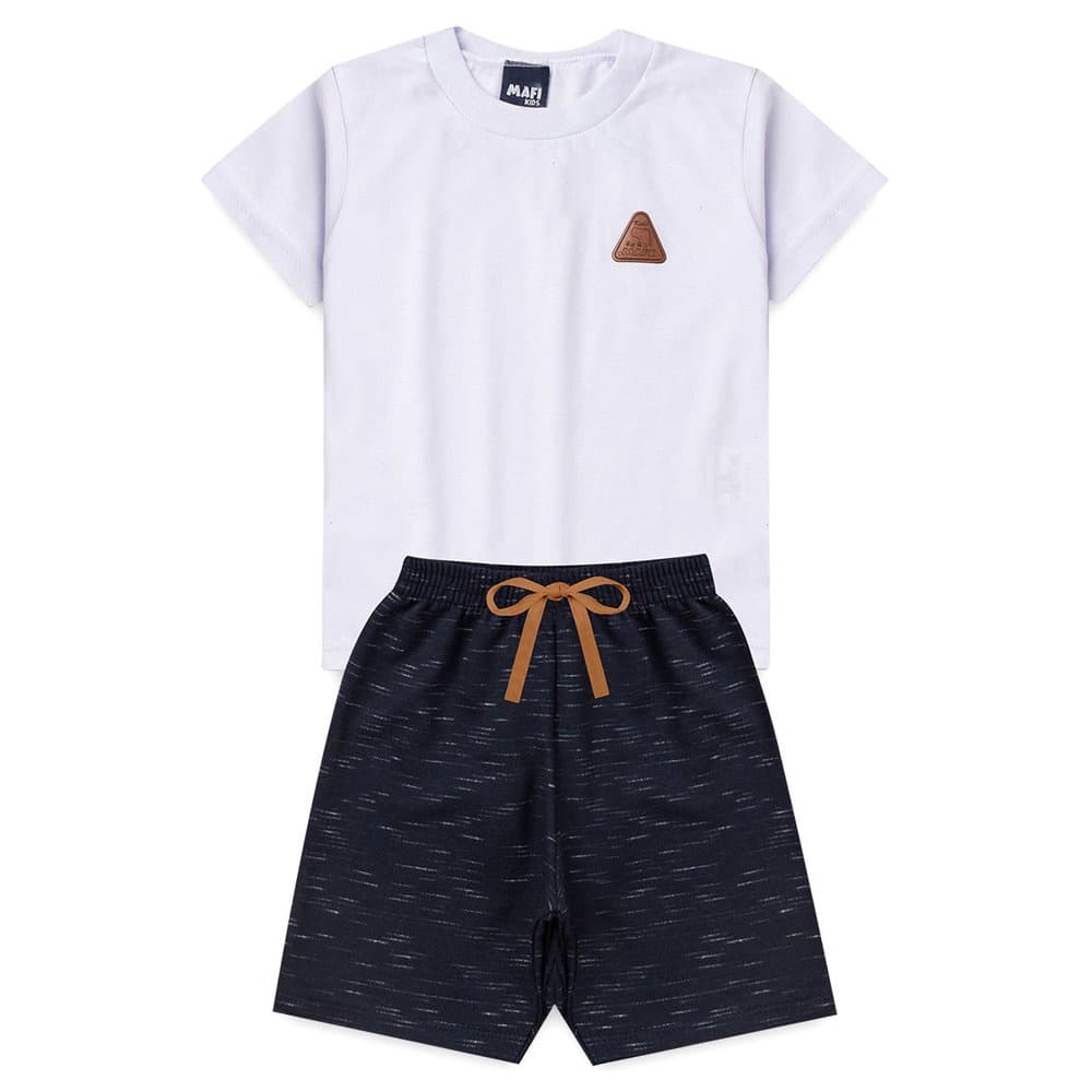 Conjunto Infantil Menino Branco Jet  Aplique - Mafi Kids