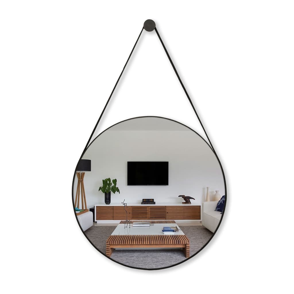Espelho Redondo Decorativo Adnet Escandinavo 30cm e 40cm Com Alça + Suporte Banheiro Sala Quarto