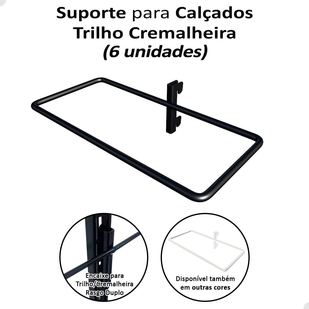 Kit 6 Suporte Expositor Calçado Sapato Trilho Cremalheira Para Loja