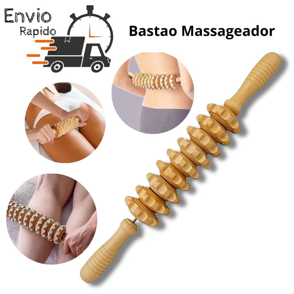 Rolo Bastao Massageador Manual Modelador Maderoterapia Corporal Liberação Tratamento miofascial
