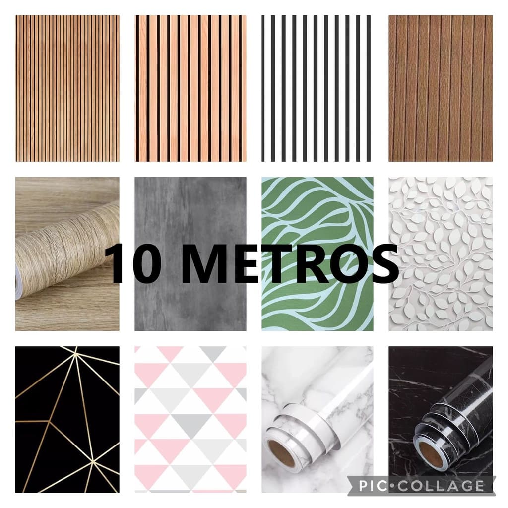Papel de Parede Autocolante 3D 10 METROS x 45CM Lavável Casa e Linha Luxo