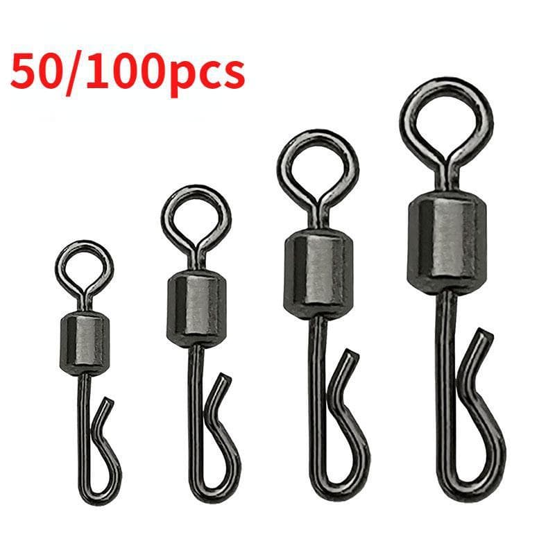 50/100 peças de Conector de Pesca Swivel Snap Acessórios de Pesca.