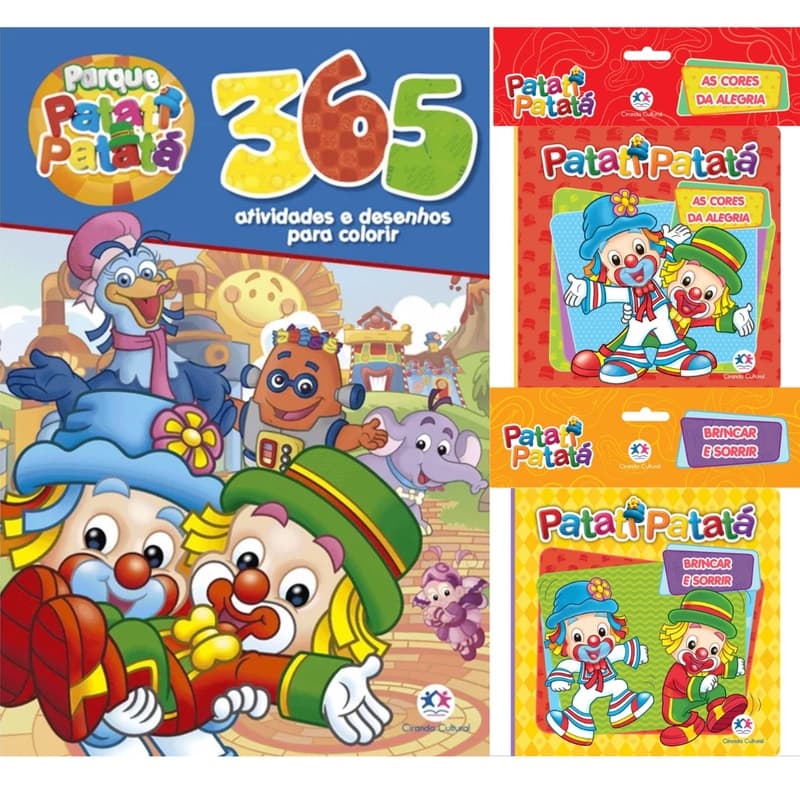 Livros Patati Patata 365 Atividades e Desenhos + Banho As cores da alegria + Banho Brincar e sorrir
