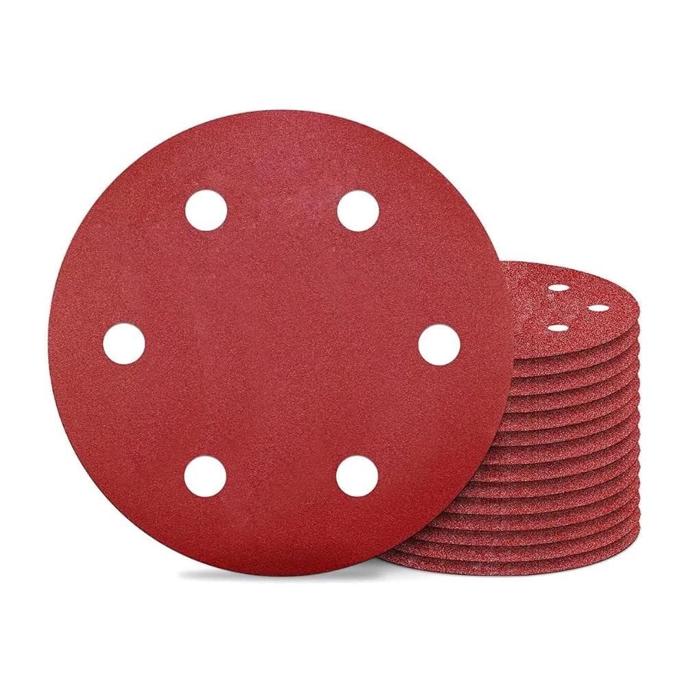 Kit 10 Discos de Lixa 225mm com Velcro 6 Furos #80 Hessen Para Lixadeira Menegotti