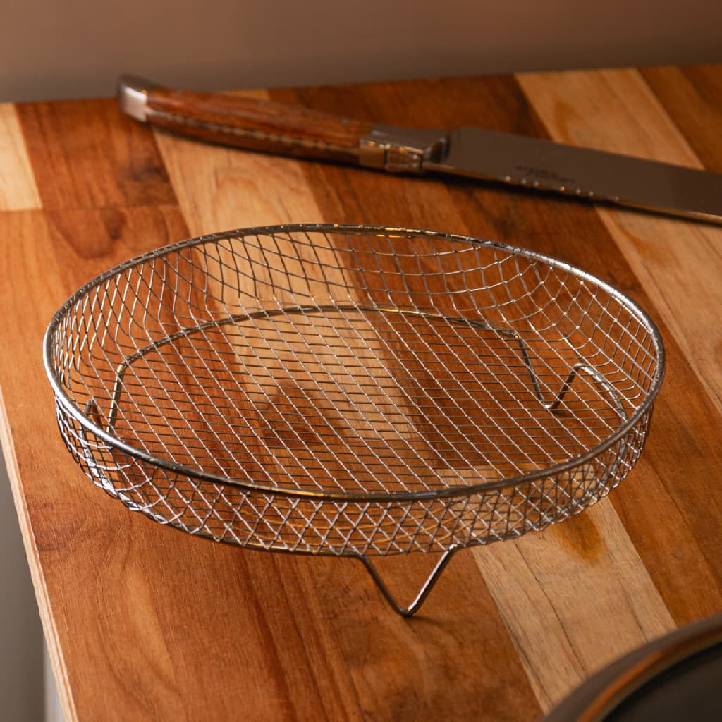 Suporte Redondo Aço Inox Lyor Empilhável Air Fryer Fritadeira Organizador com Pé