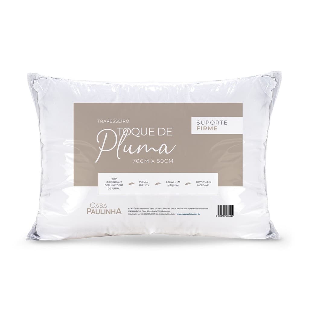 Travesseiro Toque de Pluma Suporte Firme 70cm x 50cm
