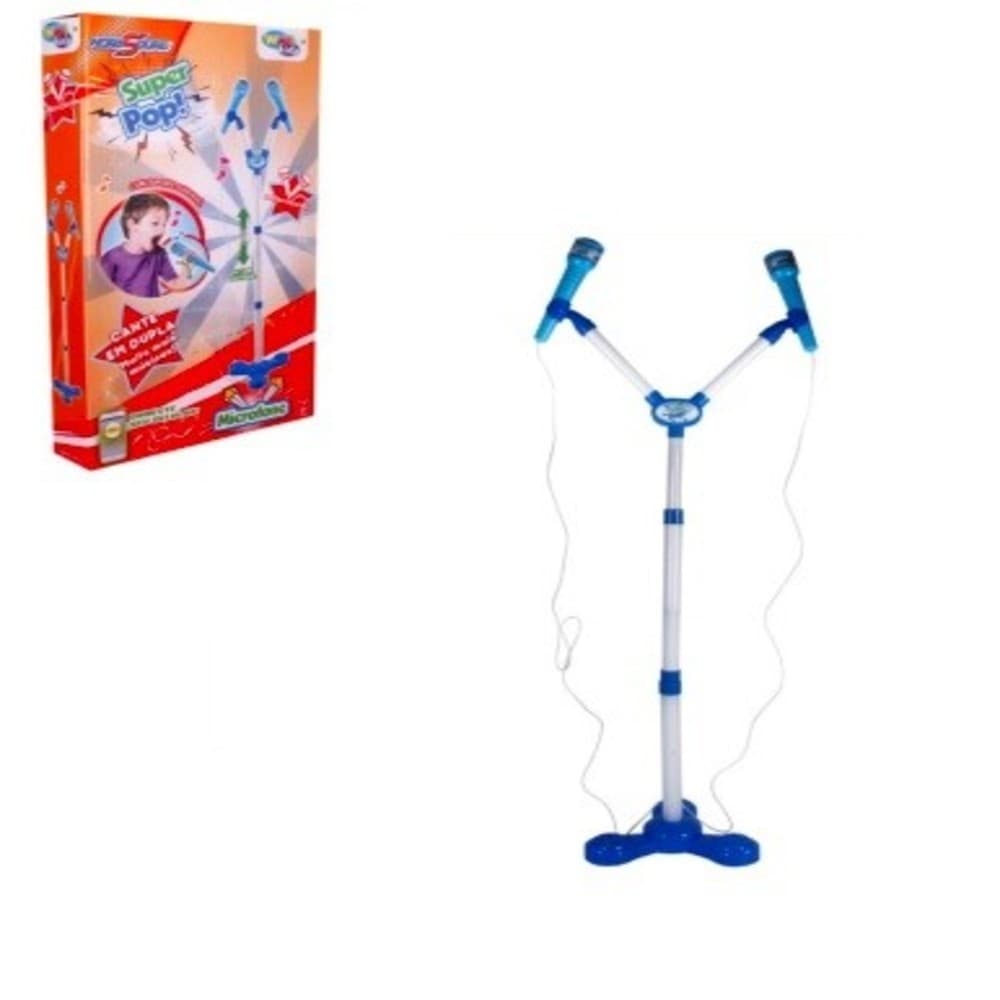 Microfone Infantil Duplo Rock Hero Squad Efeitos de Som