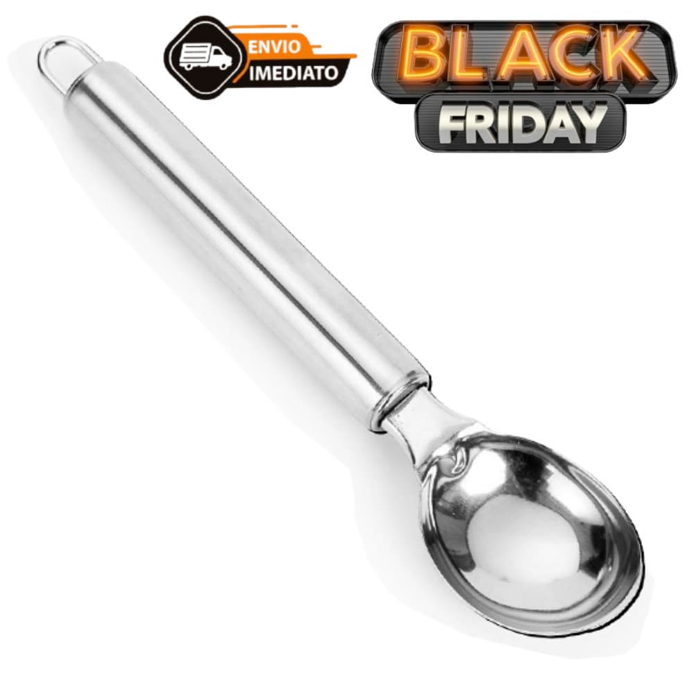 1- Colher Pegador De Sorvete Aço Inox Prata 19,5cm