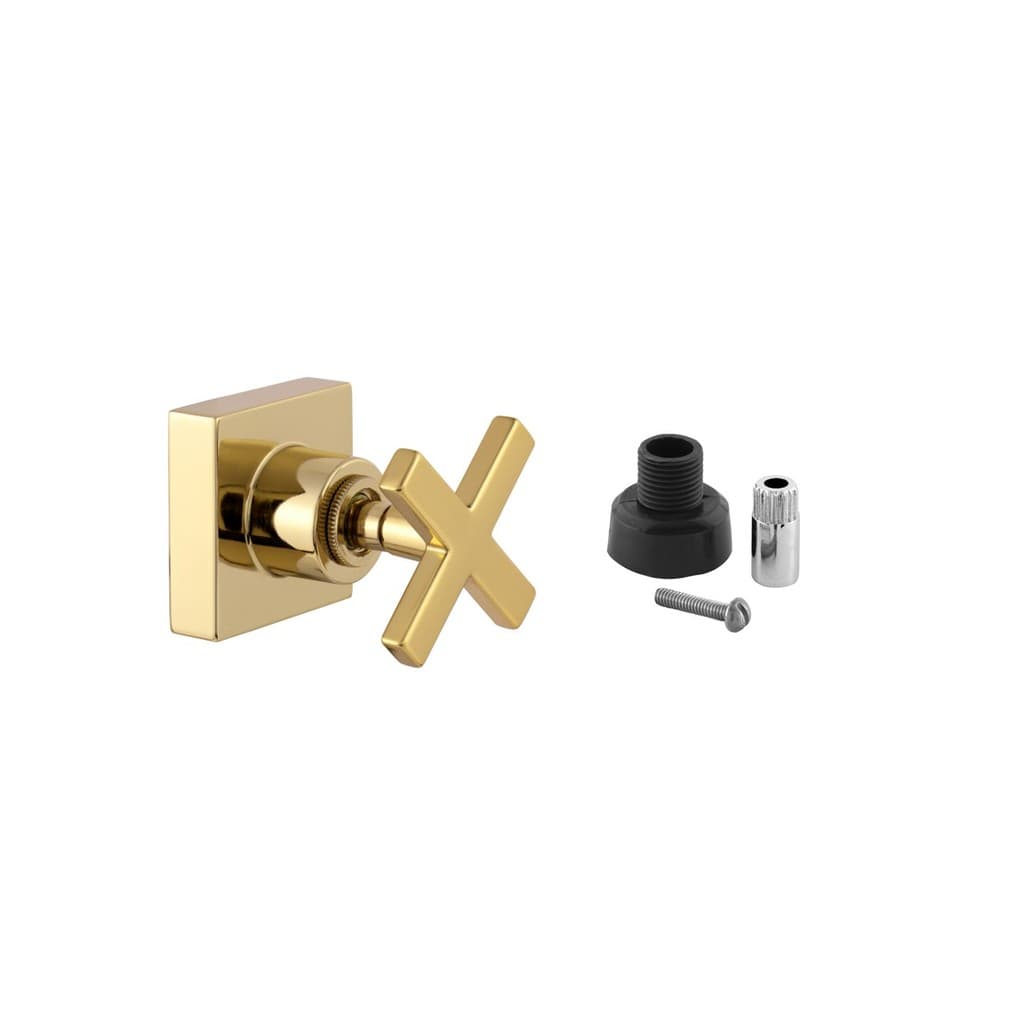 Acabamento Para Registro Chuveiro Banheiro Quadrado Cruzeta Dourado Brilhante Padrão Docol Metal 1/2" - 3/4" ou 1"