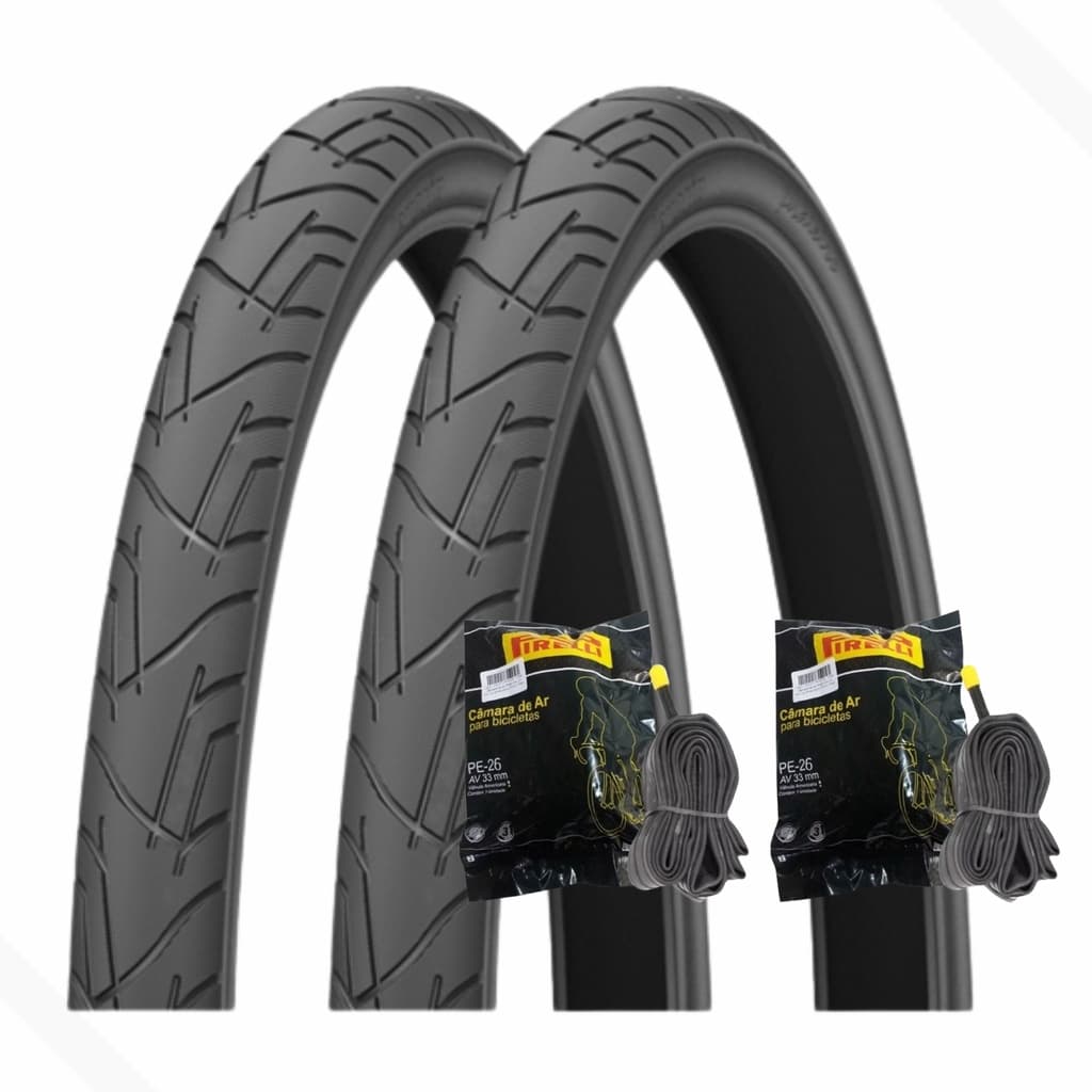 Par de Pneu 26x1.95 Praieiro Levorin + 2 Câmara 26 Pirelli
