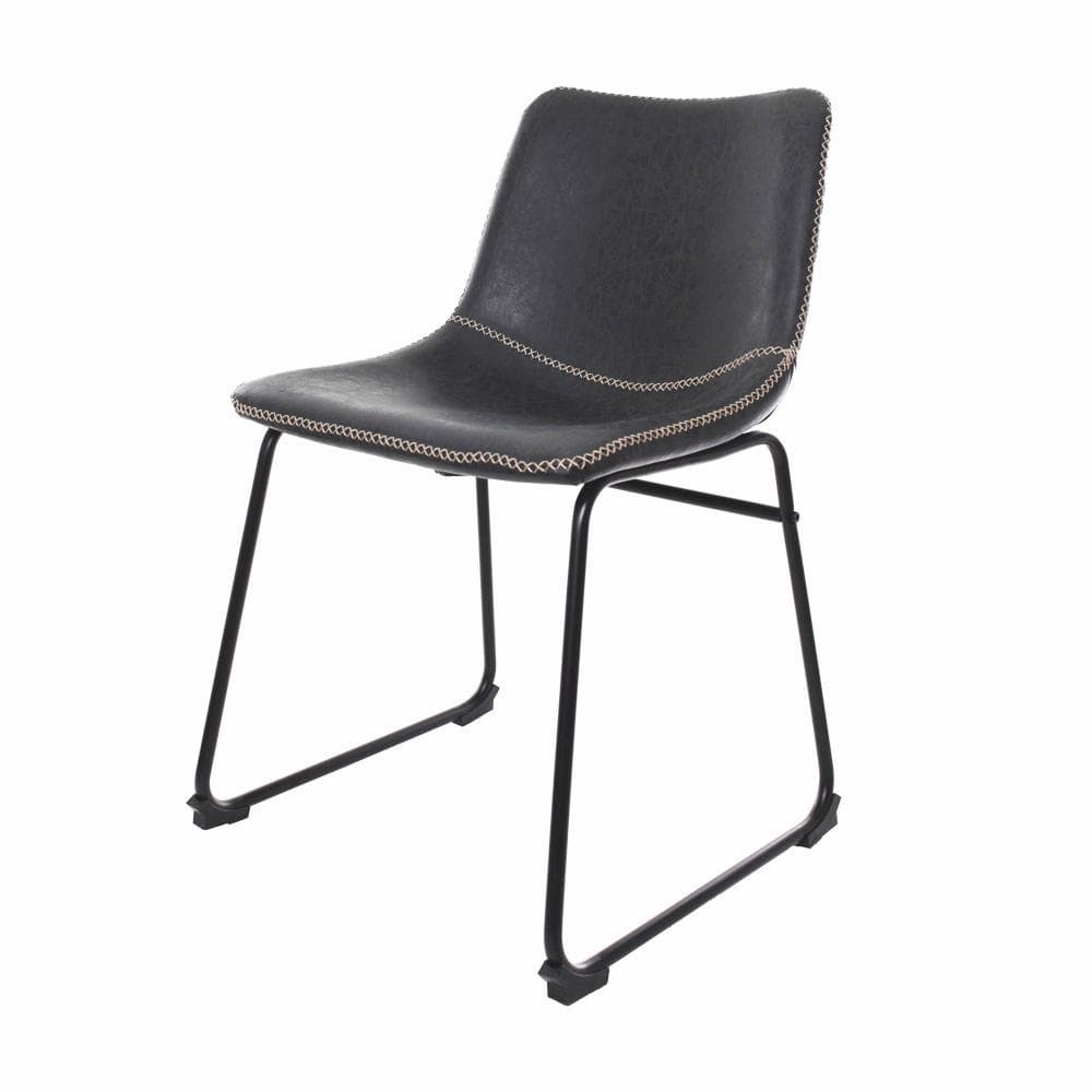 Cadeira Para Mesa De Jantar Cozinha Munich Bruna  Couro Sintético Preto Vintage Luxo