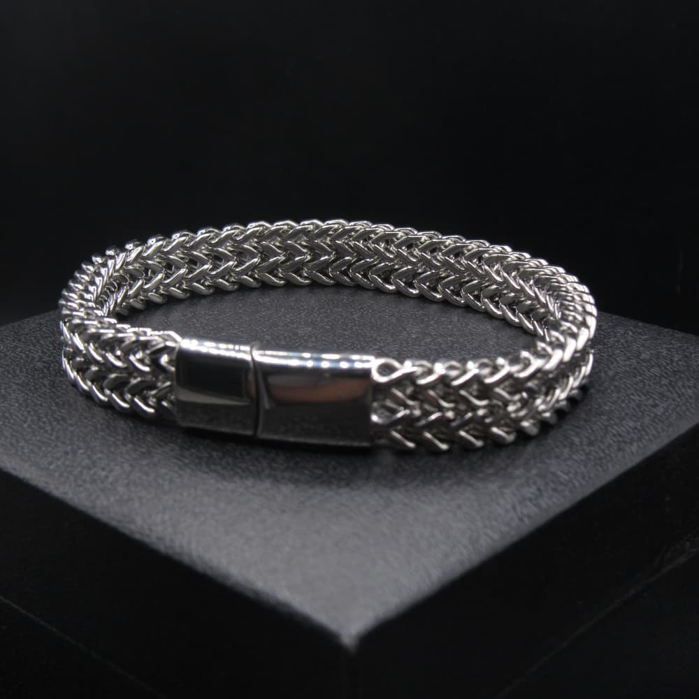 Pulseira Grossa 10mm Para Homens Prata Masculino Robusto Elegante Moderno