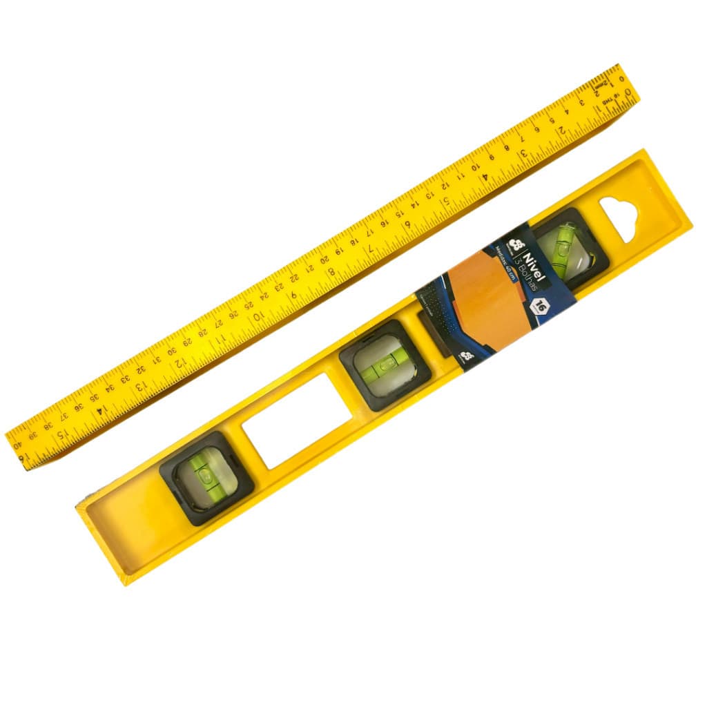 Nível de mão 3 bolhas Profissional Prumo Pedreiro 40 cm Ferramenta de Obra Nível de Pedreiro