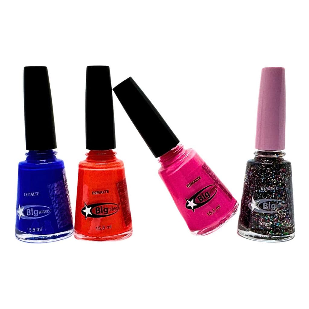 Kit 4 Esmaltes Glitter E Cremosos Big Folia Big Universo