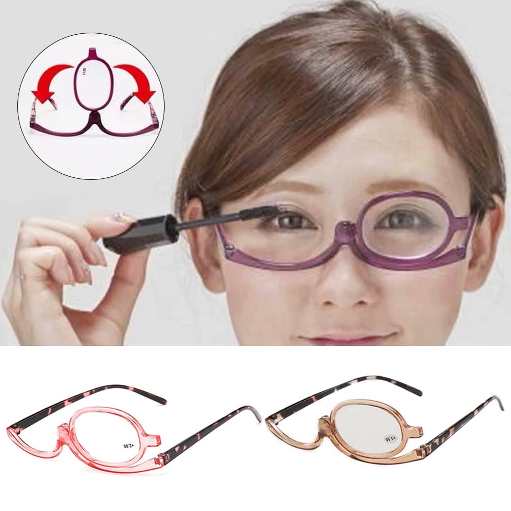 Óculos De Maquiagem Monocle Full Frame Multifuncional Rotatable Fashion Eyeglass