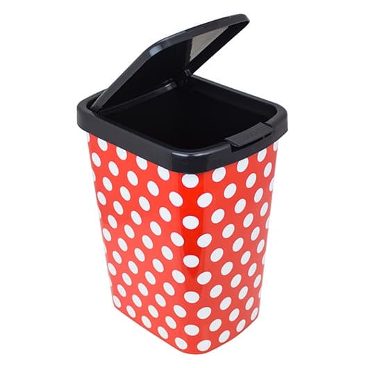 Lixeira Prática 9 Litros Vermelha Com Bolinhas Click Label 25522 Arqplast