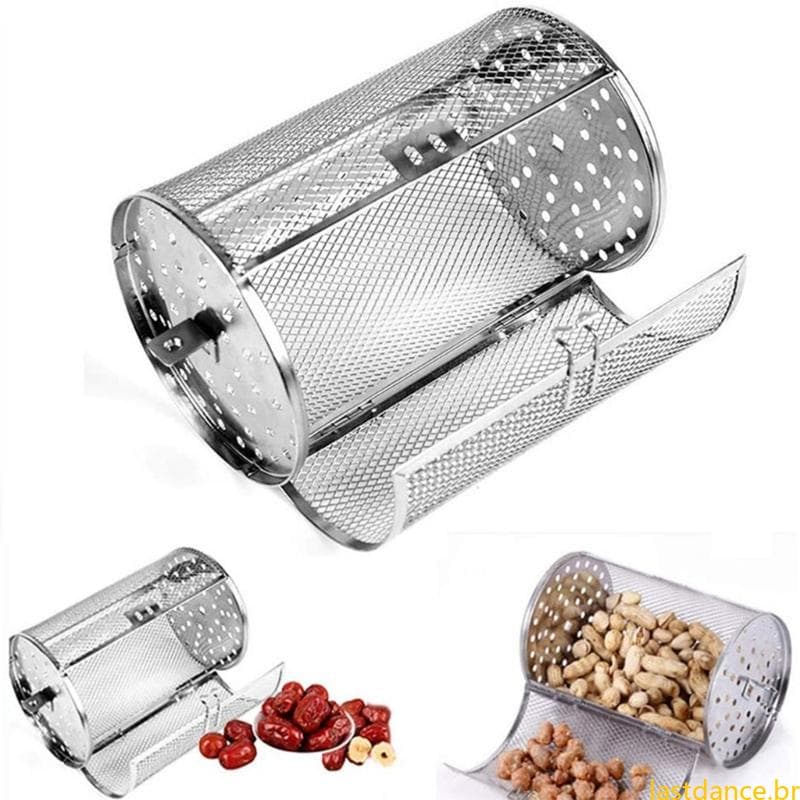 Cesta Fritadeira Air 360 Graus Rotativa Grelhador Tambor Rotisserie Grill Gaiola Para Porca Seca Amendoim Be