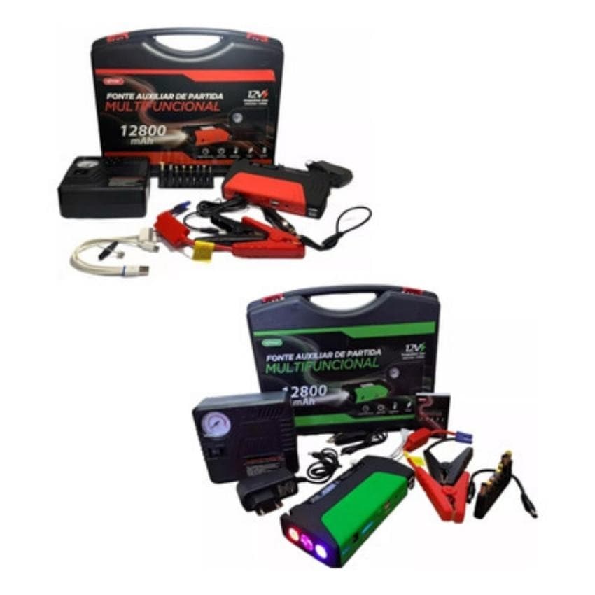 Auxiliar de Partida Multifuncional 12800mAh 12v Moto Carro KP-TC07A+